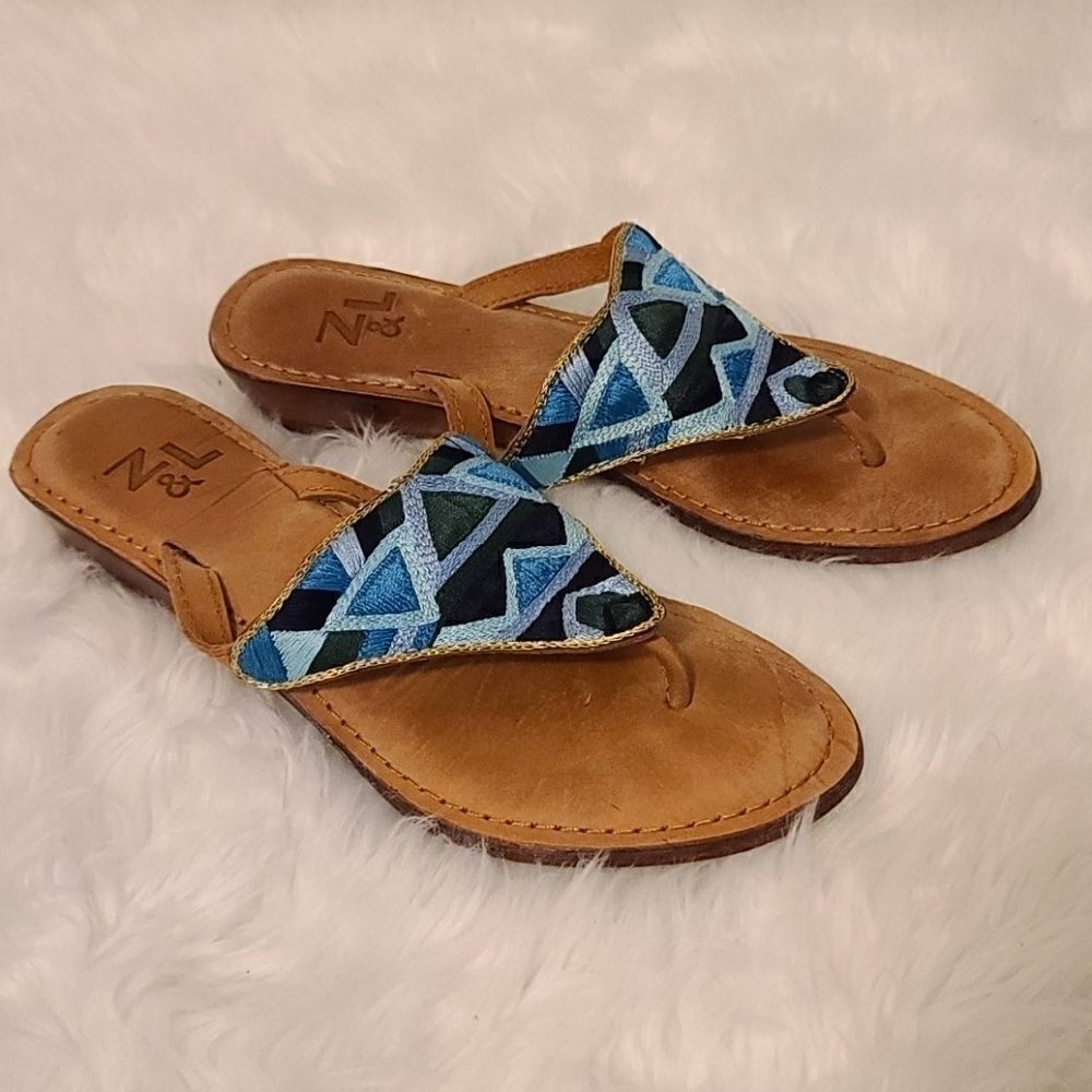 Z&L leather embroidered thong sandals